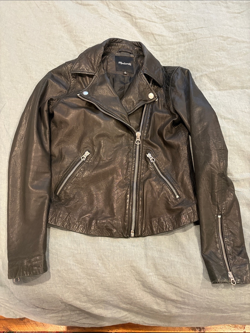 Madewell Black Leather Asymmetrical Biker Jacket
